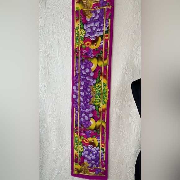 Oscar de la Renta Fruit Silk Oblong Scarf - Picture 6 of 10
